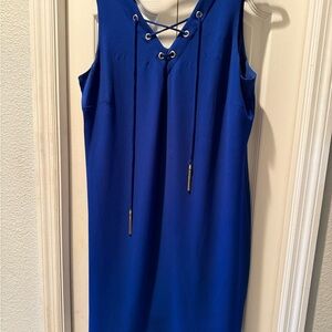 INC International Concepts Royal Blue Lace-Up Midi Dress